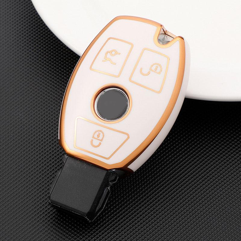 

For A B R G Class GLK GLA W204 W251 W463 W176 Smart TPU Soft Protective key Case Shell Cover Protector Holder jinbian-white