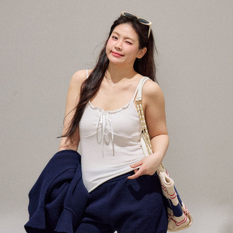 Zhang Ren Plus size women clothing Fat Sister mm Winter Korean Series Slimming U Collar Navy Blue Sweater Outerwear Shorts Set Camisole L