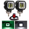 Aoling LED Auxiliary Fog Light Set with Green Halo Ring and Switch, 9–80V DC, IP68, 2 Pcs