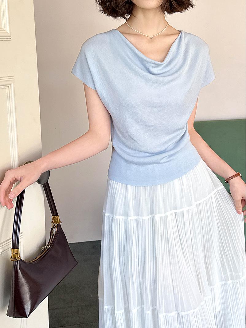 

Летний женский облегающий топ с короткими рукавами Juzhi Swing Collar One Size