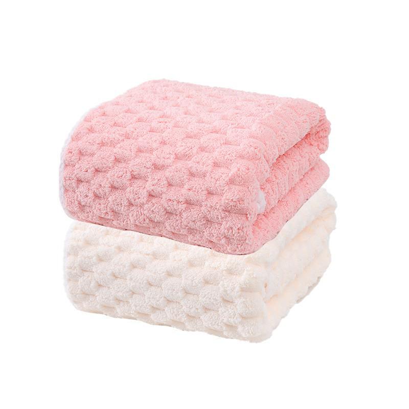 Extra Thick Coral Fleece Bath Towel Set for Women - 3 Piece Adult Set with Dry Hair Cap