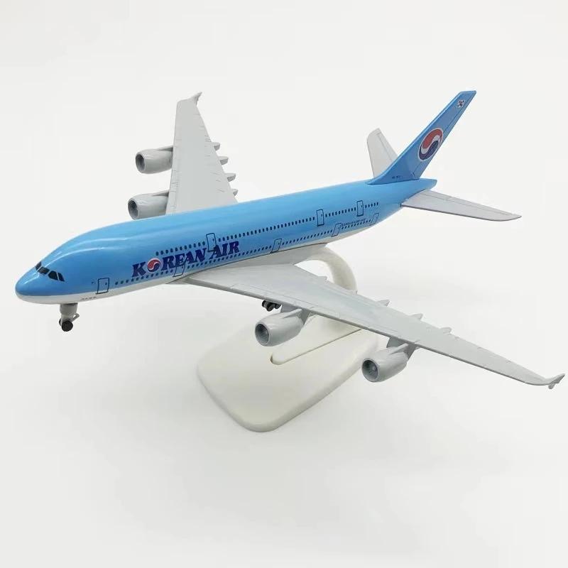 Modellflugzeug Passend für Korea Korean Air Airbus 380 A380 Airways Diecast Flugzeugmodell mit Rädern Sammlerstück Geschenk 20cm Flugzeug