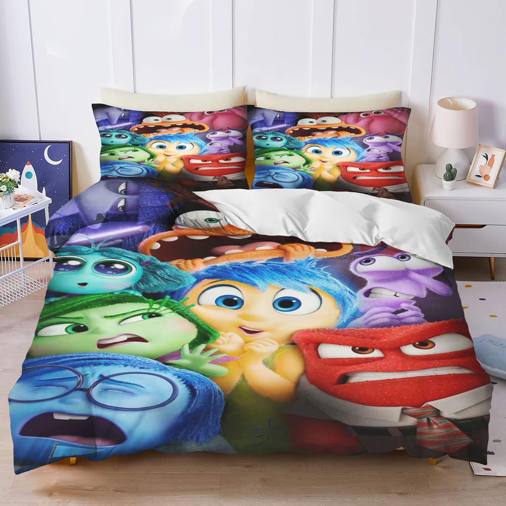 Inside Out Anime Home Bedroom Comforte Nordic polyester material suitable for children and adults 3-piece set