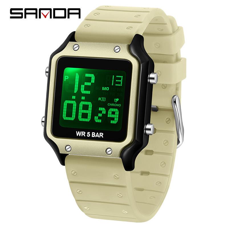 SANDA Electronic Watch Multifunctional Waterproof Sports Electronic Watch Fashion Trend Silicone Band Electronic Watch