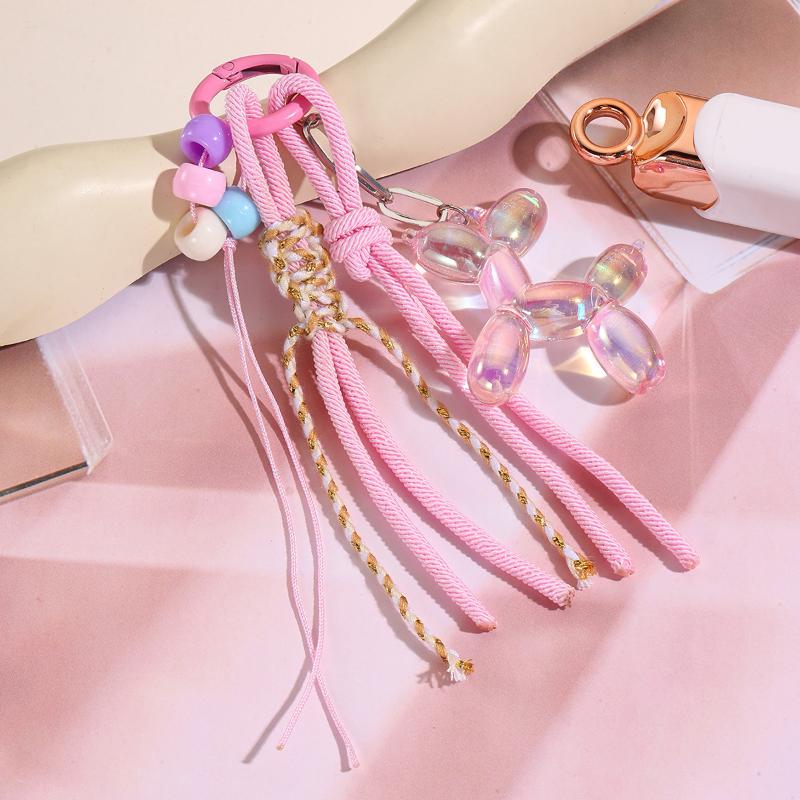 Y2K Trendy Creative Beaded Keychain Personalized Versatile Keyring Phone Lanyard For Girls Bag Pendant Key Hanging Decoration