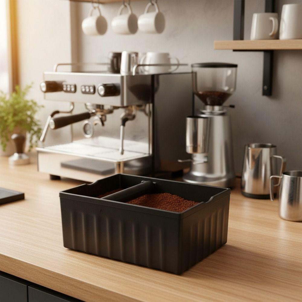 Large Capacity Coffee Grounds Tapping Box Rectangular Coffee Grind Waste Bin Coffee Knock Box  Cafe