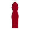 American Spicy Girl High Neck Sleeveless Bodycon Midi Dress