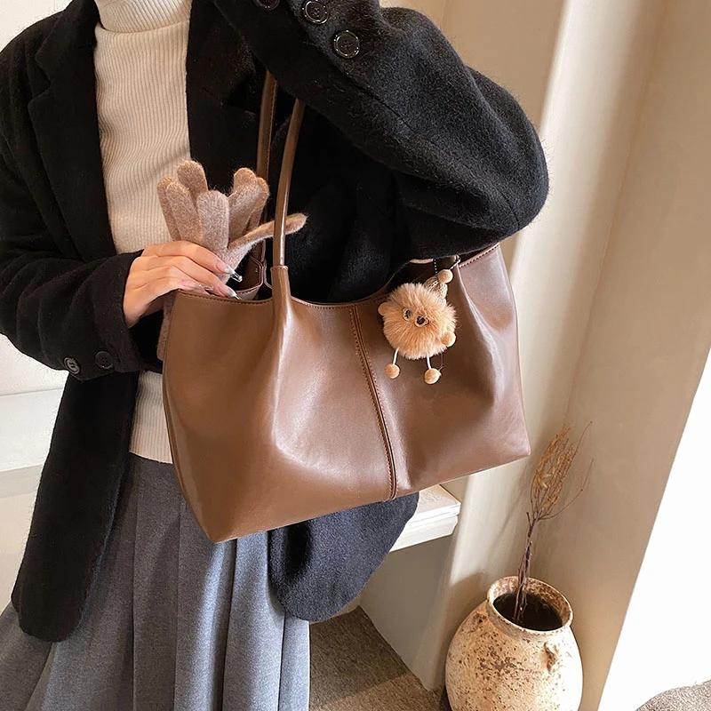 Leather PU Shoulder Bag for Women Versatile for Car Stitching Casual and Business High-end Modern Design New Solid Color