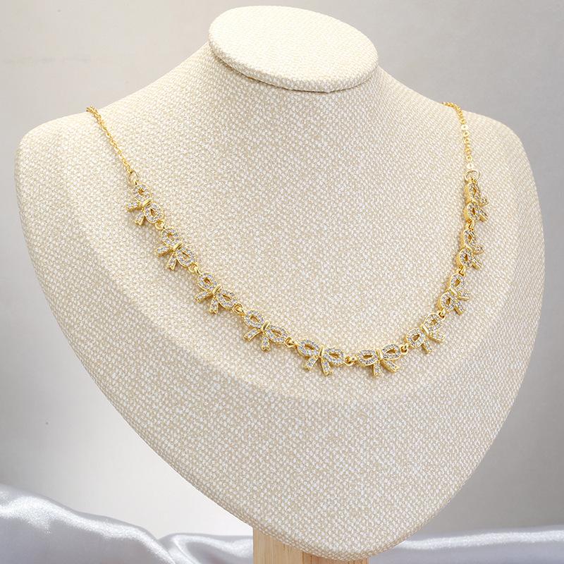 Sweet Temperament Bow Adjustable Bracelet Necklace Ol Butterfly Splicing Jewelry Set Vl492-493