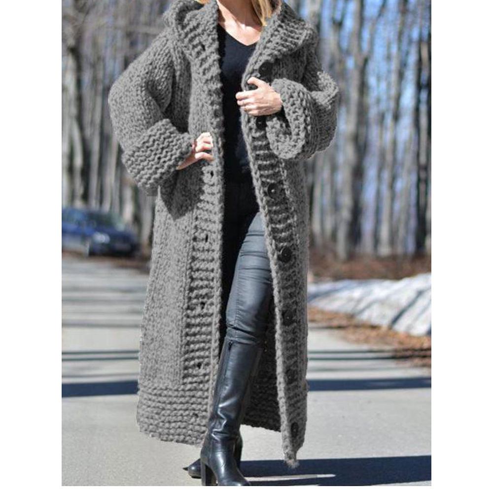Women's 2025 Winter Hooded Knit Cardigan Sweater Coat