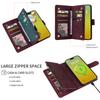 For iPhone 15 Plus Case Zipper Multi-Pocket Wallet Leather Phone Cover with Shoulder and Wrist Straps