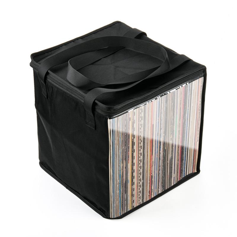 

C-Convenient-Vinyl Record Carrying Storage Case Travel Storage Bag Dustproof Portable Case With Lid Handles For 12 Inch Vinyl Al