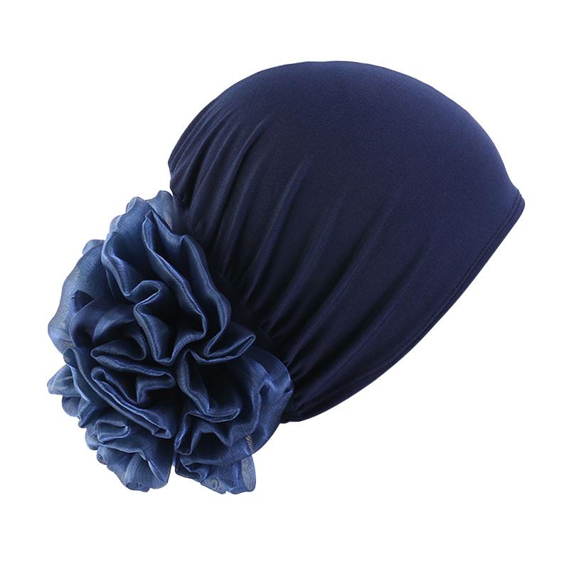 Women Elastic Turban Cap Flower Headscarf Muslim Hijab Undercap Bonnet Hair Loss Cover Chemo Cap Islamic Head Wrap Beanie