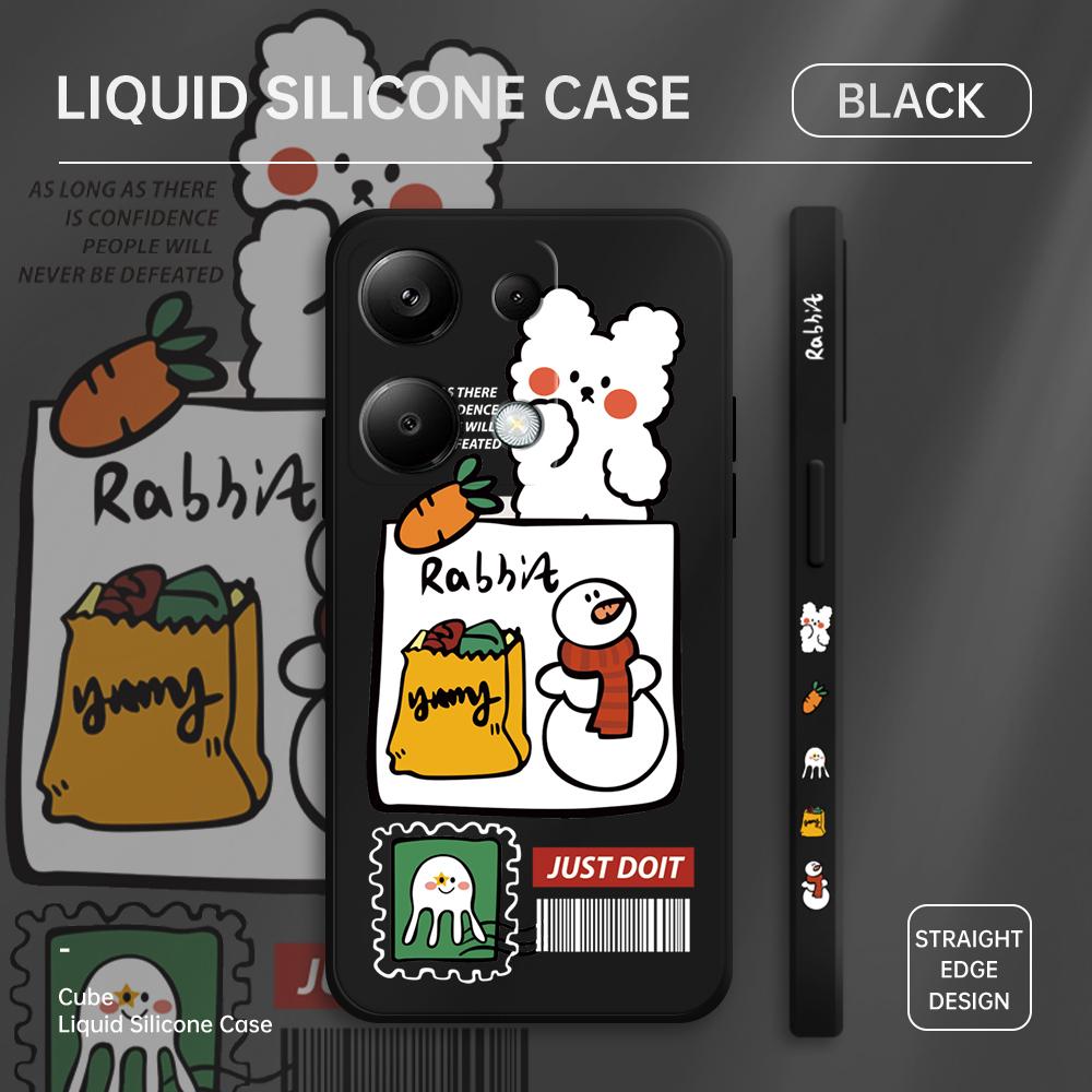 

Чехол для телефона с мультяшным красочным узором, квадратный, жидкий, силикон, TPU, полное покрытие камеры, противоударный защитный чехол для Xiaomi Redmi iPhone iPhone 13 чёрный