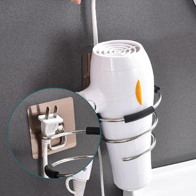 Hair Dryer Holder Wall Mounted Blower Organizer Stainless Steel Spiral Stand