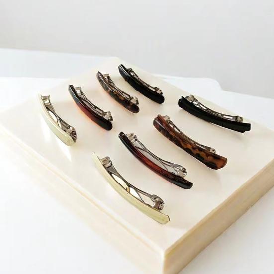 4Pcs French Style Hairpins Tortoiseshell Design Women Hair Clips with Metal Springs Lightweight Hair Accessories