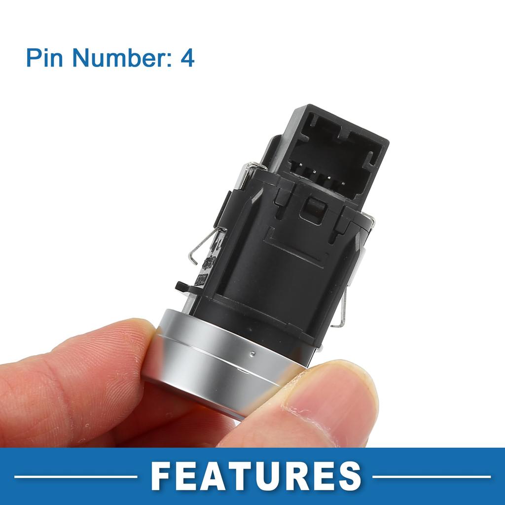 A ABSOPRO Push Button Starter Switch No.5GG959839 Engine Start Stop Switch Button for Volkswagen Golf 7 MK7 2013-2017 Silver Tone