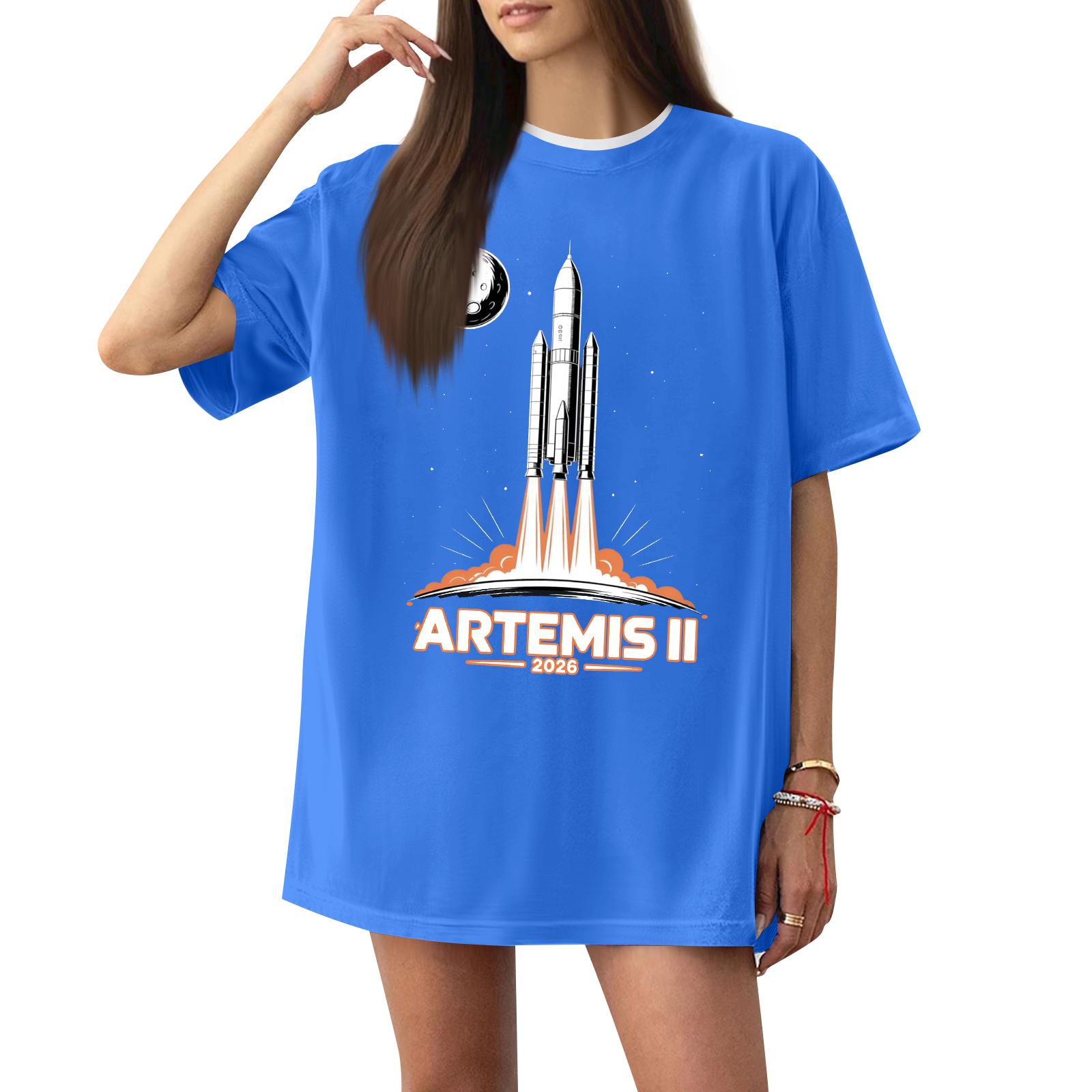 

Women s Casual Printed T-Shirt Round Neck Pullover Short Sleeve Top XXL синий