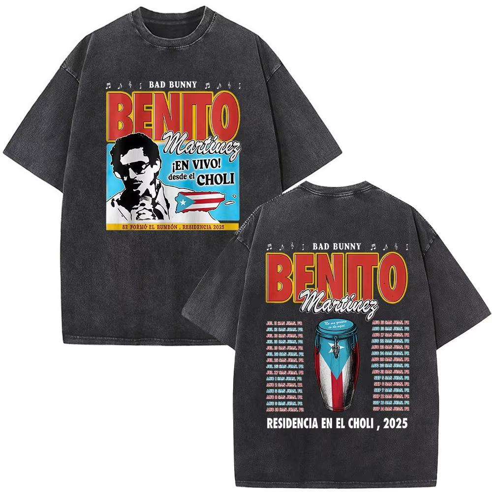 Washed Vintage Bad Bunny DTMF Residencia En El Choli Merch TShirts Debi Tirar Mas Fotos Tshirt Mens Hip Hop Oversized Tshirts