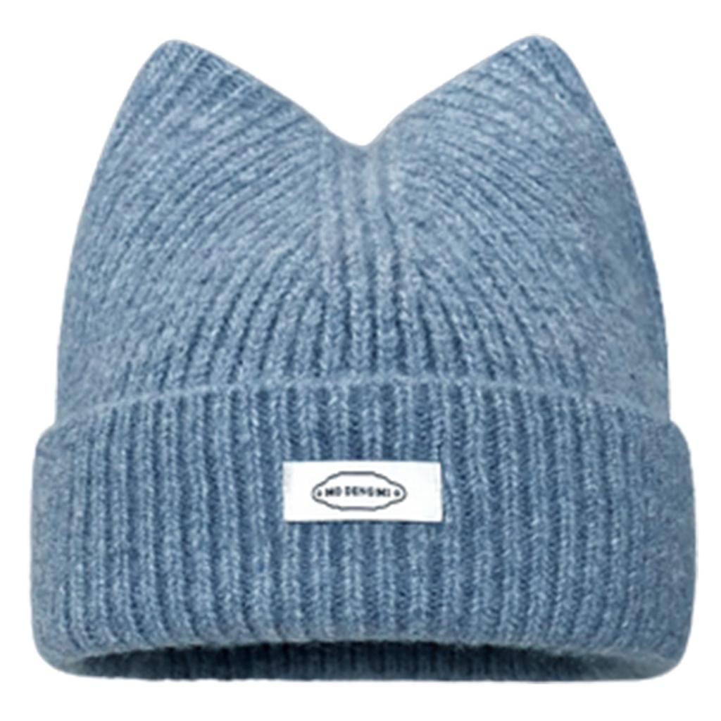 Floppy Cat Ear Beanie for Students Adult Windproof Foldable Winter Hat Thicken Harajuku Beanie with Letter Decals