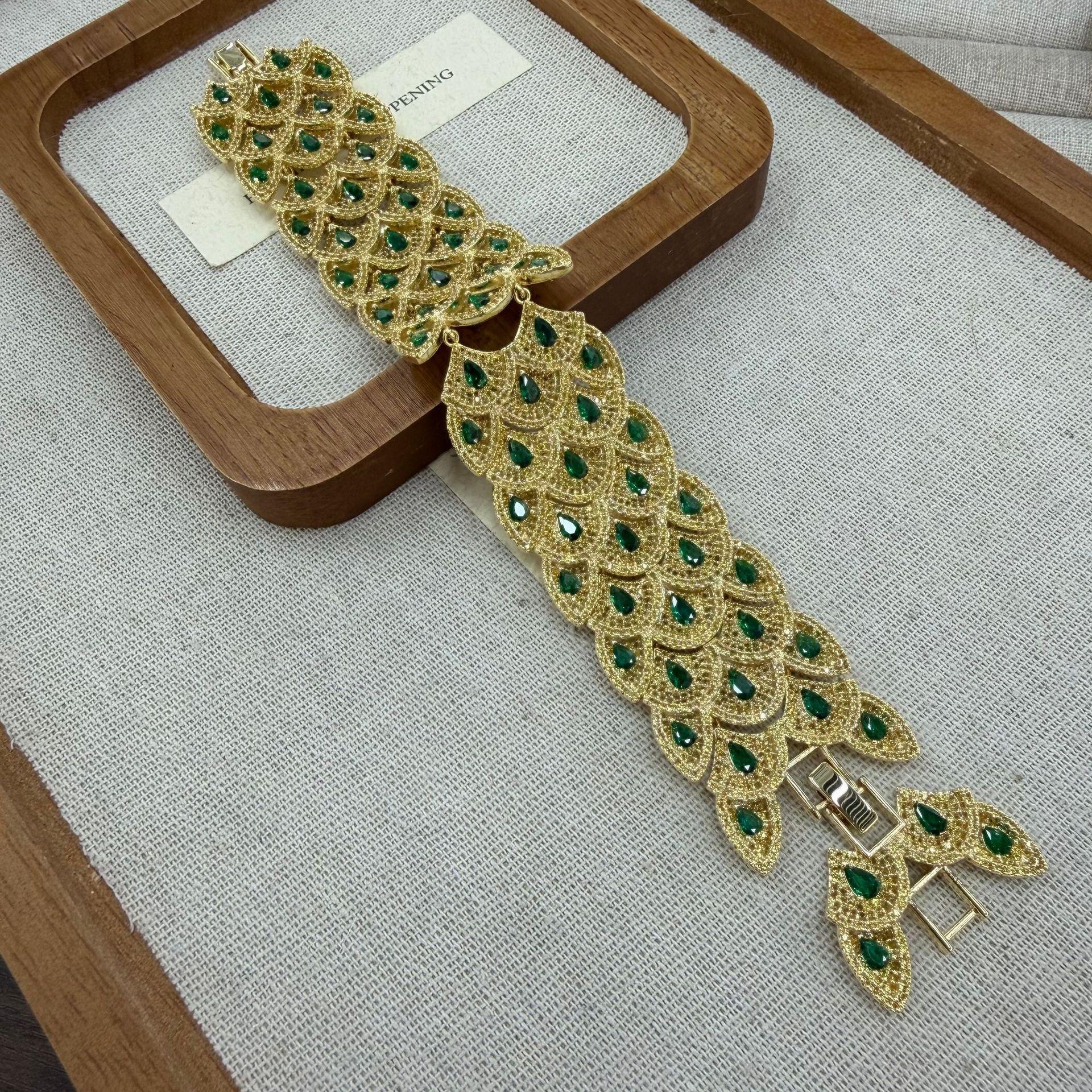 Luxury Heavy Industry Party Zircon Micro-Inlaid High-End Party Dress With Elegant Phoenix Tail Bracelet
