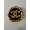 Used Vintage CHANEL Coco Mark Oval Brooch Gold Black
