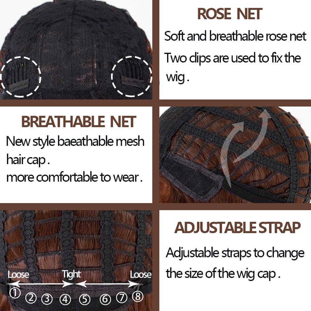 MERISIHAIR Long Dark Brown Women's Wigs with Bangs Water Wave Heat Resistant Synthetic Wigs for Black Women African American Hair