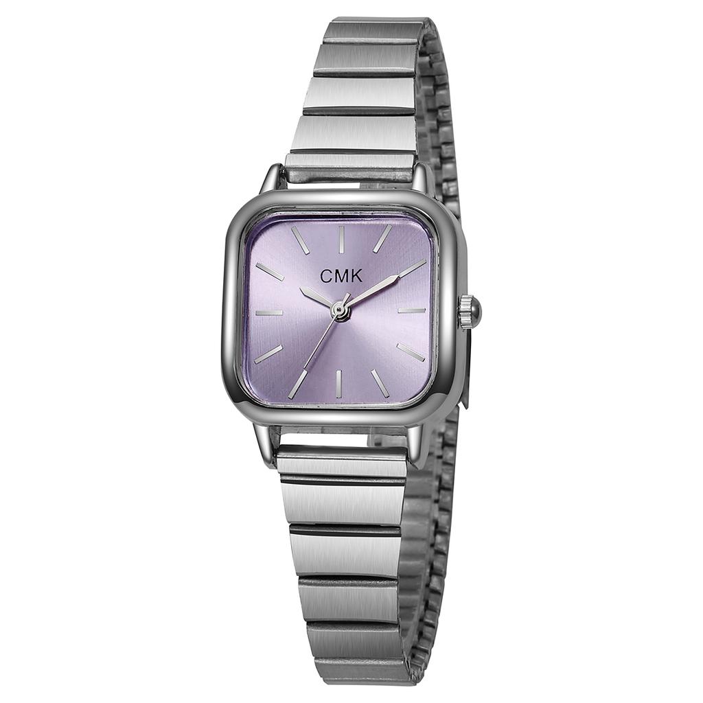 Nowy modny retro casualowy biznesowy prosty zegarek damski z kwadratową tarczą i stalowym paskiem; preferowane urodziny.