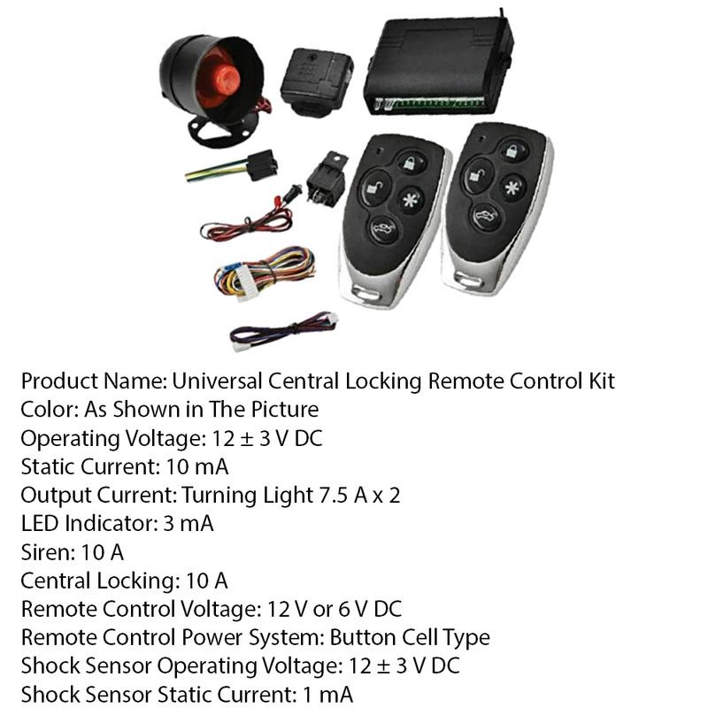 12V Universal Car Central Lock Auto Remote Central Kit Door Lock  Locking Keyless System with 2 Remote Control for Vehicle
