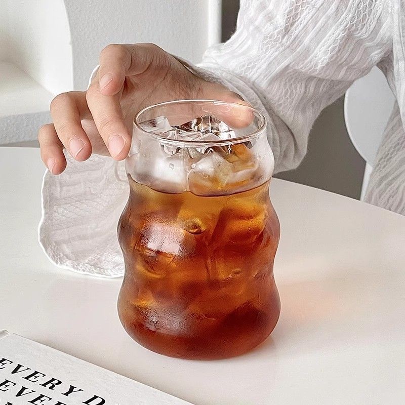 Vertical cloud glass thickened transparent with straw cup household breakfast milk juice cup