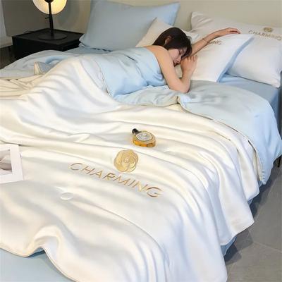 Summer Washed Tencel Quilt Ice Silk Air Conditioner Cool Thin Quilt,Cooling Blanket For Bed Silky Air Condition Comforter