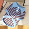 Pet Polo Shirt With Stripe Design Warm Fleece Dog Cat British Shorthair Hairless Cats Fall Winter
