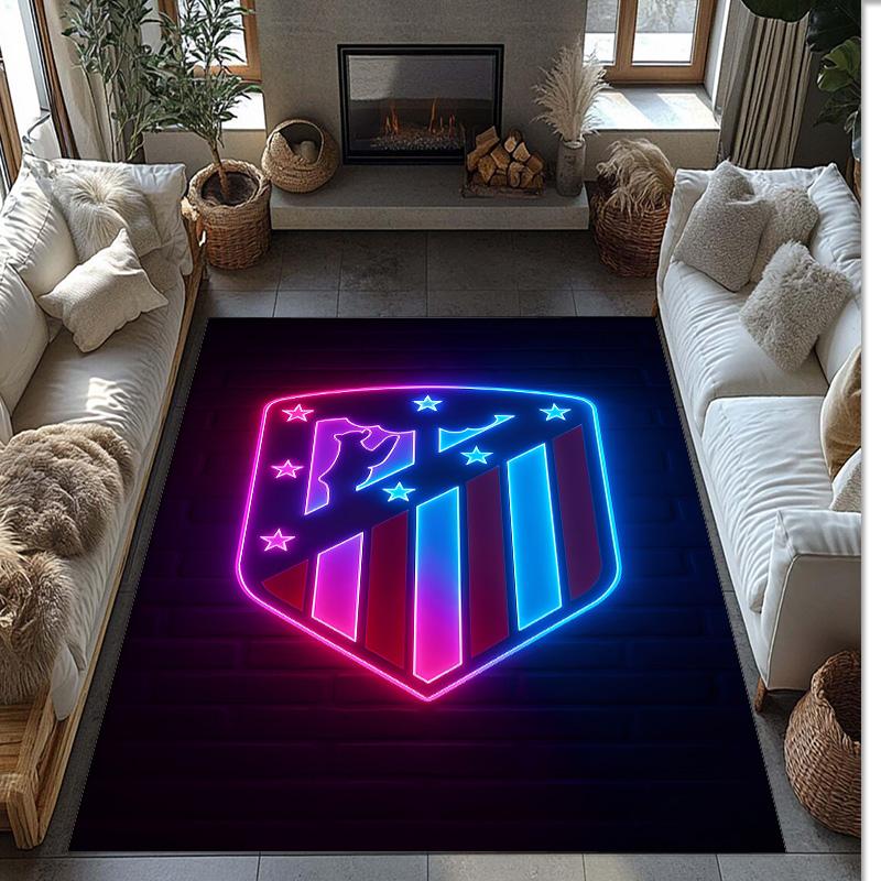 Atletico Madrid Theme rug Soft Crystal Velvet Area Rug Non-Slip Floor Carpet for Living Room Bedroom Nursery