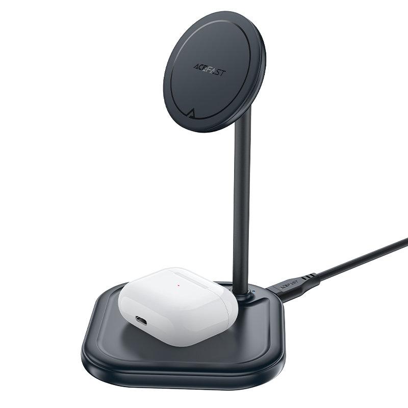 2in1 15W Qi Wireless Charger and Stand for iPhone and Apple AirPods E6 Black