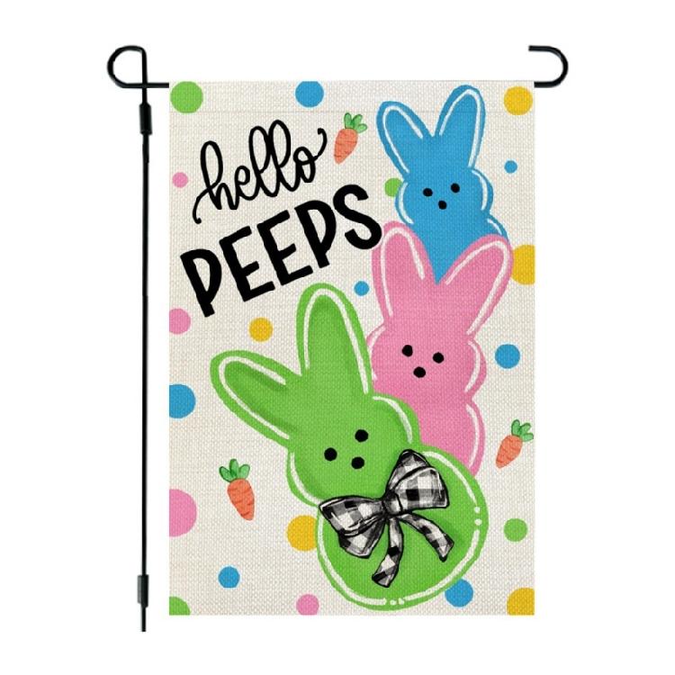 

Hello Peep Easter Garden Flag 12x18 In Double Sided Bows Bunnies Flag for Holiday Outside Yard Outdoor Decorations 1