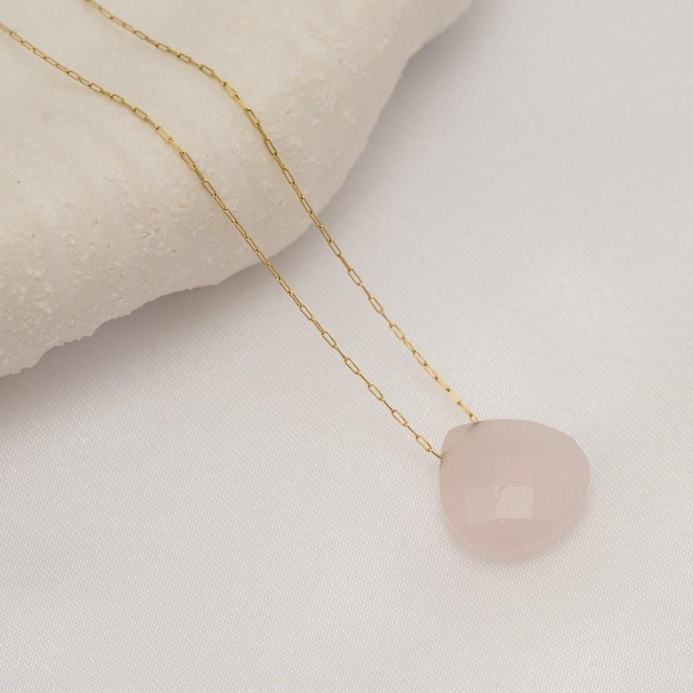 Minimalist Stone Necklace Stainless Steel Collarbone Chain Waterdrop Pendant Necklace Party