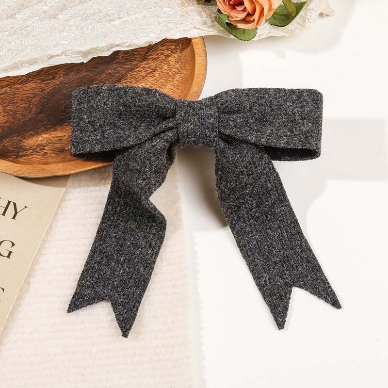 Korean Solid Color Large Pink Bow Hairpins for Women Girl Vintage Knitted Bowknot Ribbon Duckbill Clamp Clip Hair Accessories