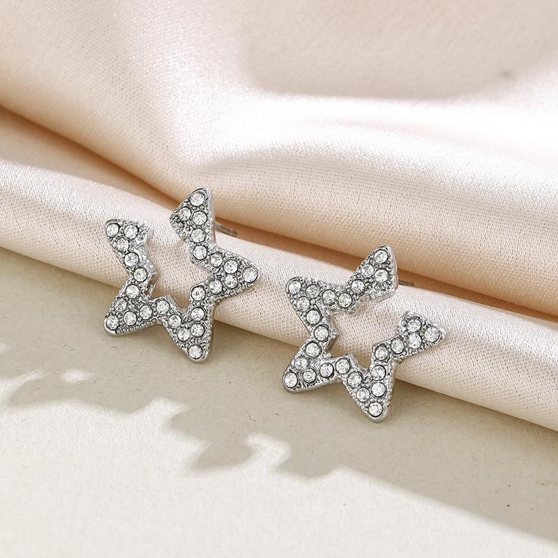 Modische Funkelnde Inlaid Zirkon Hohlstern Hängende Ohrringe, Personalisierte Trendige Party Zirkon Geschenke für Damen