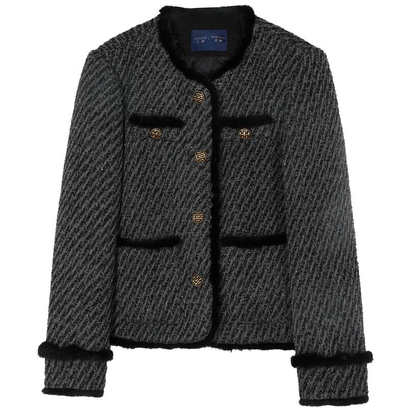 Sancai Women's 2025 Winter Plus Size Short Tweed Duck Down Jacket