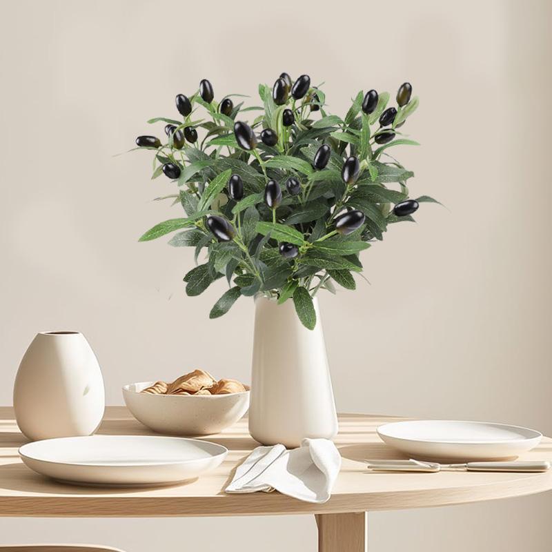 1/3/5Pcs Artificial Olive Leaves Tree Branch Green Plant with Fruit for Home Garden Vase Decoration Wedding Bouquet Silk Flowers