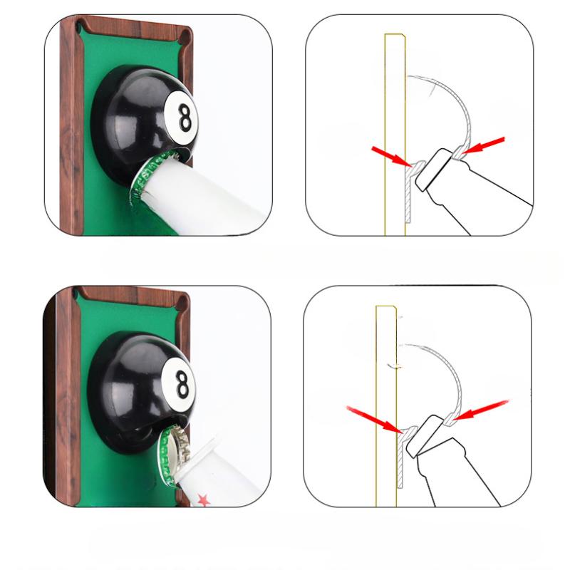 Creative Billiards Bottle Opener Black Eight Eight Word Magnetic Refrigerator Magnet Beer Opening Billiards Wall Mounted Opener