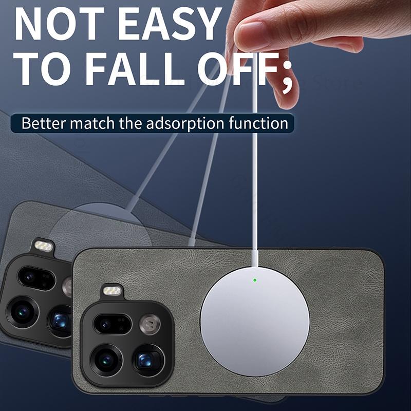 Kožený nárazuvzdorný obal na telefón pre OPPO Find X9 Pro pre kryt pre bezdrôtovú magnetickú nabíjačku Magsafe Realme 15T 15 Pro 5G mäkký nárazník