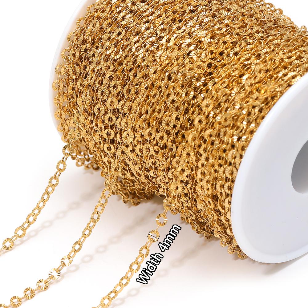 2Meters Stainless Steel PVD Gold Textrued Cable Chain for DIY Girls Necklace Women Bracelet Jewelry Earrings Making Supplies