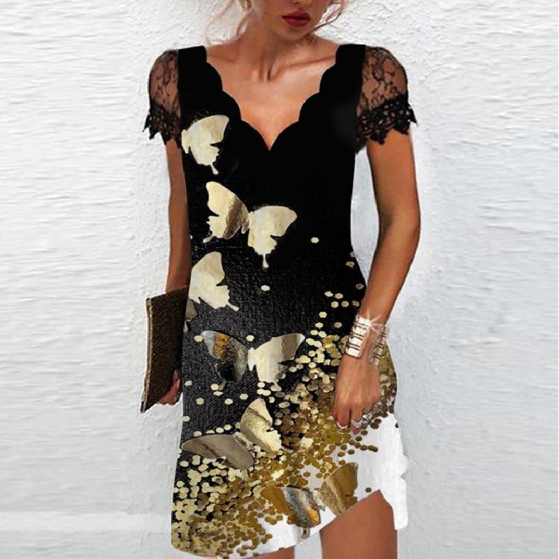 BITCED Fashion Summer Spring Short Sleeve V-Neck Casual Dresses