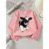European sizes Kids' Crewneck Sweatshirt Black And White Cow Pattern Print , Sportswear And Casual Wear, Soft And Comfortable, Children's Clothing
