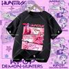 Polyester short-sleeved K-pop Demon Hunter girl cute sports shirt for children aged 1-12. Summer T-shirt. Casual top. Cartoon print