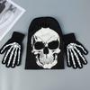 Black and White Skull Gloves and Hats for Men and Women Halloween Party Dress Up Suitable for Outdoor Windproof and Warm Keeping