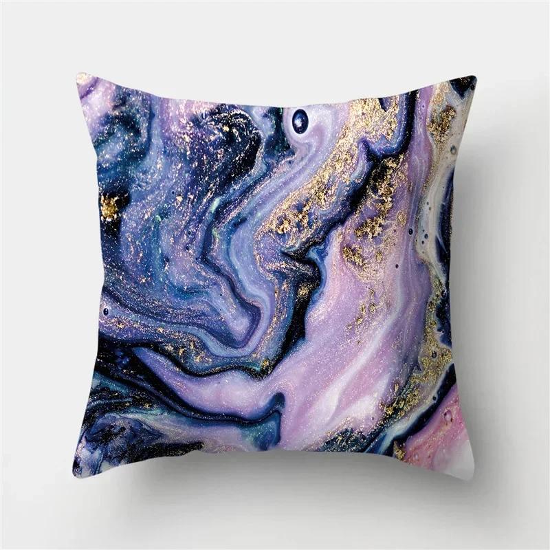 45*45 Marble Ocean Sea Pattern Polyester Throw Pillow Living Room Cushion Cover Home Decoration Sofa Decorative Pillowcase