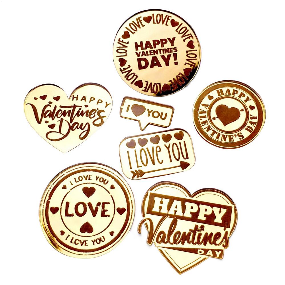 Valentines Day Cupcake Toppers Acrylic Romantic Party Supplies Heart Cupcake Toppers For Baking Cookie Wedding Treats Food