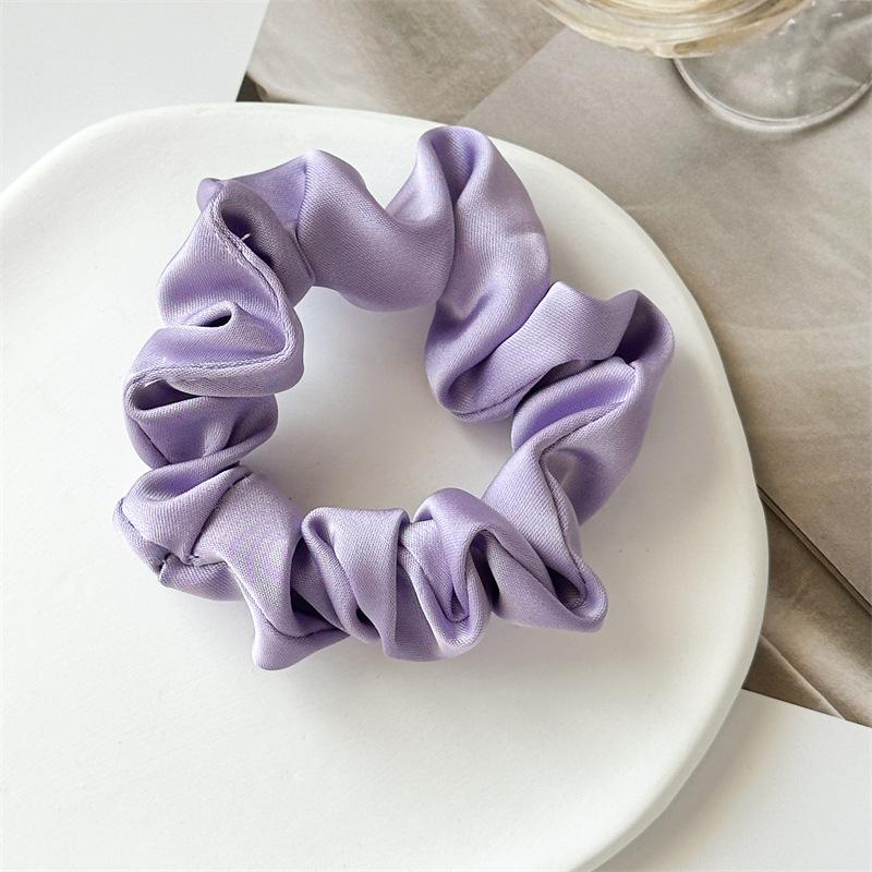Shimmering Surface Solid Color Hair Ties Lustrous Fine Pleats High Density Elasticity Sophisticated Evening Wear Accessories